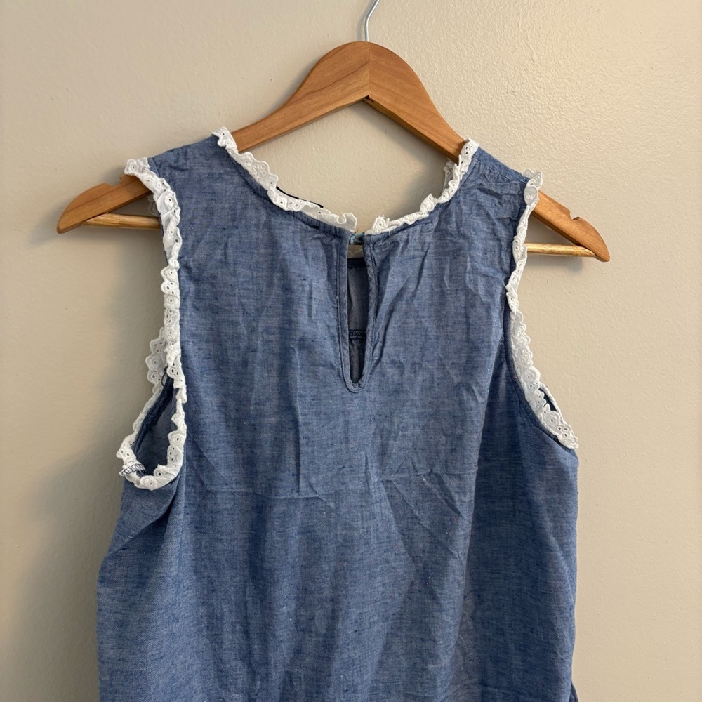Tuckernuck chambray Lotte Dress with White Lace Trim - Picture 7 of 8